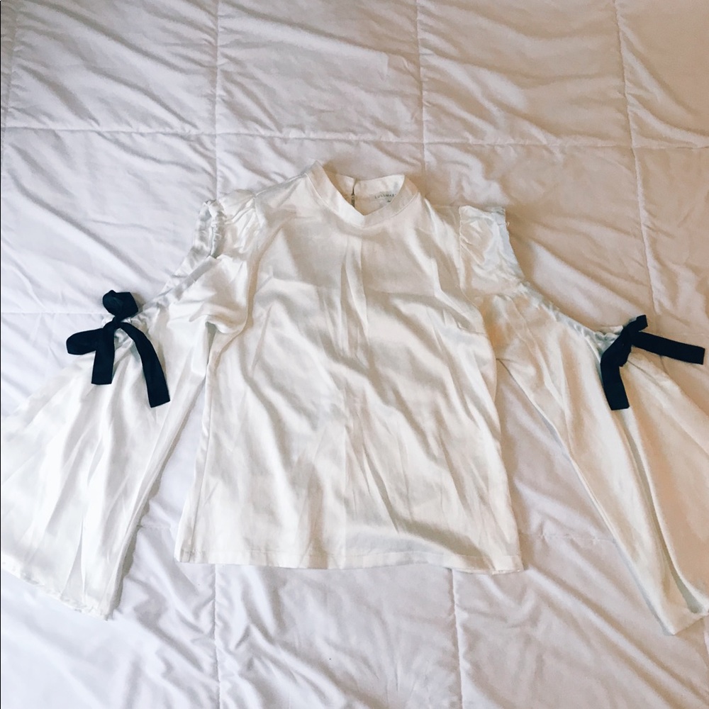 Silky cold shoulder shirt